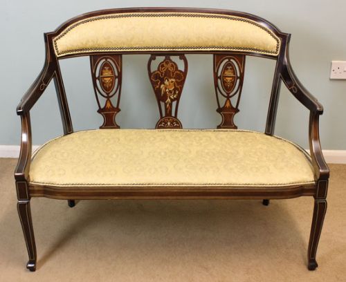 Antique Mahogany Edwardian Sofa, Edwardian Inlaid Sofa