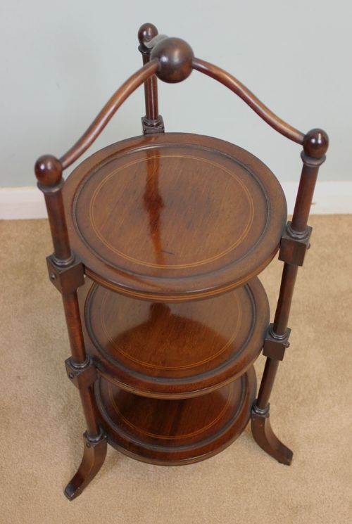 Antique Quality Edwardian Mahogany Inlaid Cake Stand