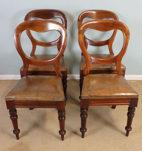 Set Antique Victorian Balloon Back Dining Chairs.