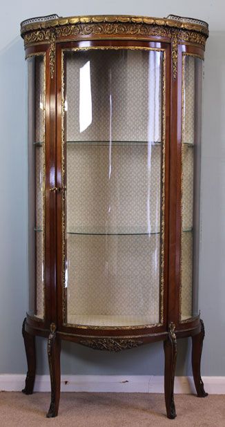 Antique Mahogany Bow Front Display Cabinet,vitrine Cabinet,