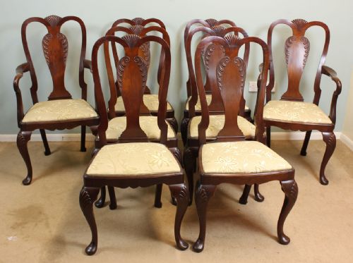Antique Set Eight Mahogany Dining Chairs,