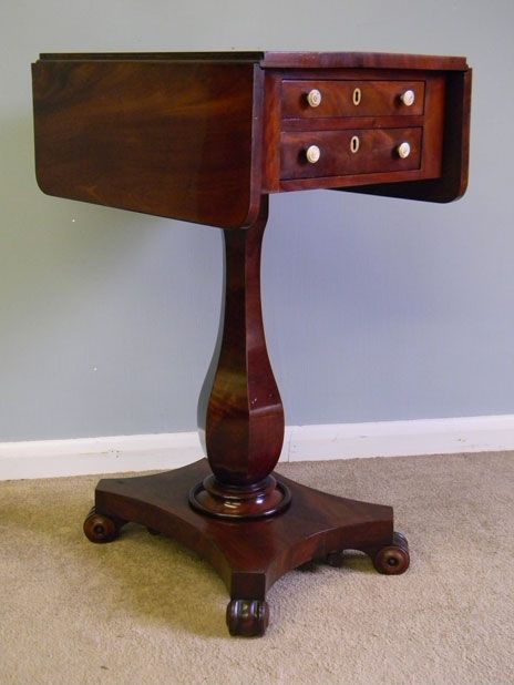 Antique Mahogany Victorian Drop Leaf Work Table