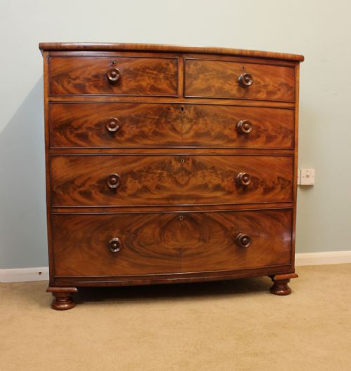 Antique Victorian Mahogany Bow Front Chest Drawers
