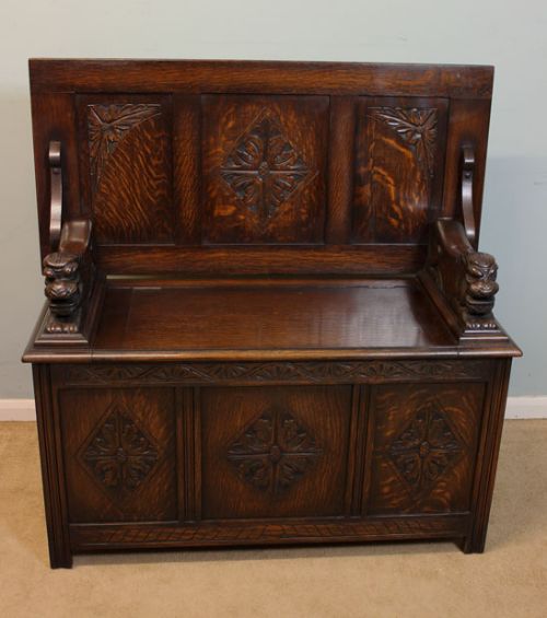Antique Oak Monks Bench