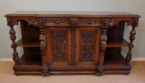 Antique Carved Oak Sideboard Base / Server
