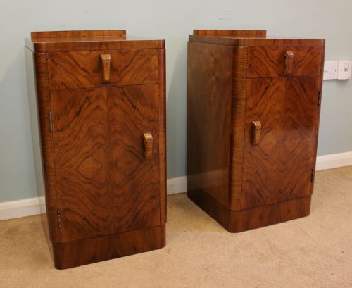 Antique Pair Art Deco Bedside Cupboards / Cabinets
