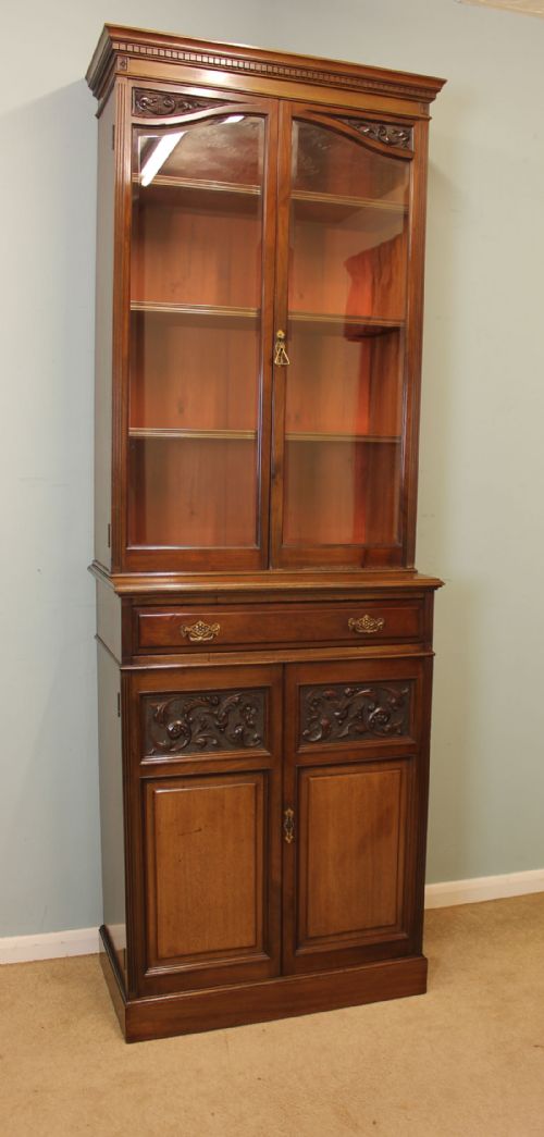 Antique Victorian Mahogany Cupboard Bookcase, Cabinet.