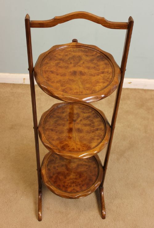 Antique Folding Walnut Cake Stand
