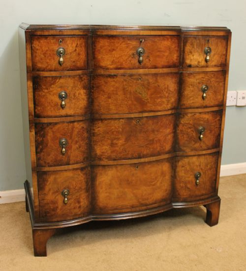 Quality Antique Walnut Shaped Chest of Drawers