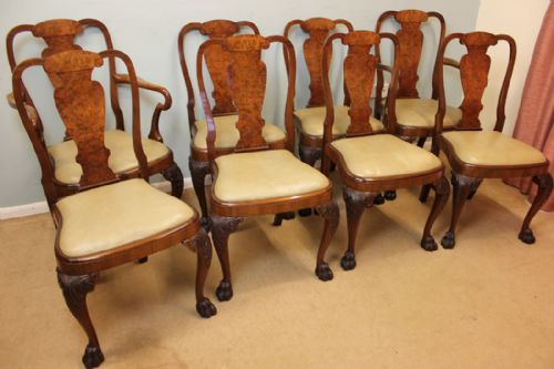 Set Eight Antique Walnut Dining Chairs