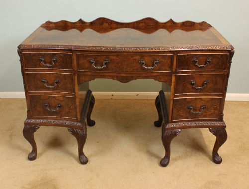 Antique Burr Walnut Kneehole Dressing Table,