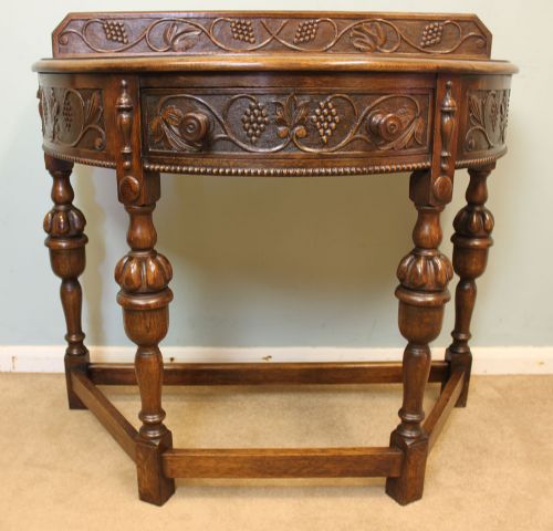 Antique Oak Demi-lune Hall Side Table
