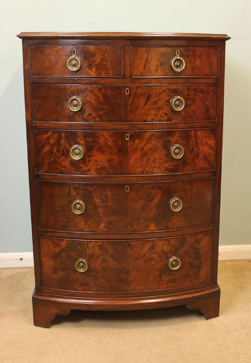 Antique Mahogany Bow Front Georgian Style Chest Drawers