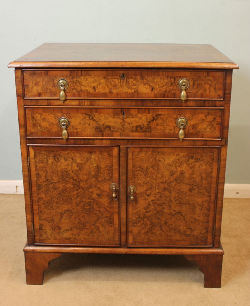Antique Walnut Chest of Drawers with Cupboard Under,