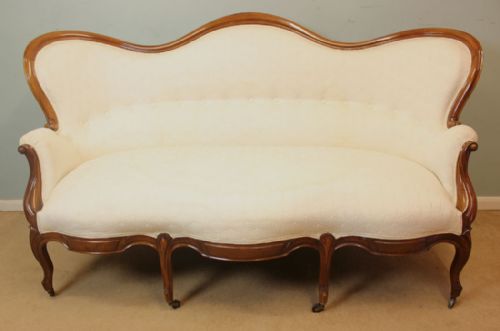Antique Walnut Shaped Sofa / Settee