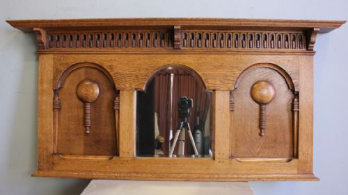 Antique Oak Hall / Overmantle Mirror