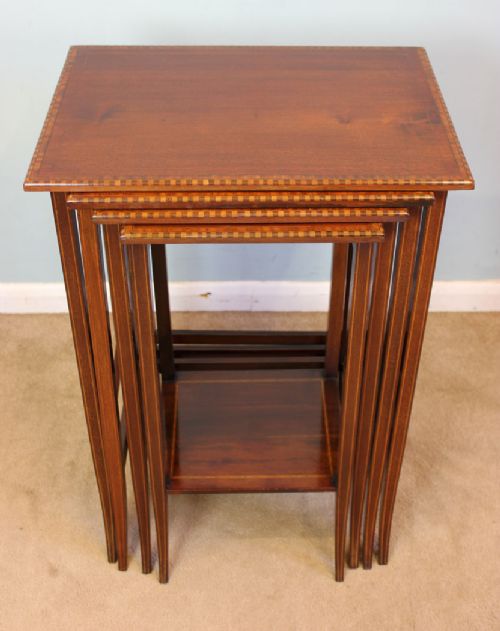 Antique Edwardian Inlaid Mahogany Nest of Tables