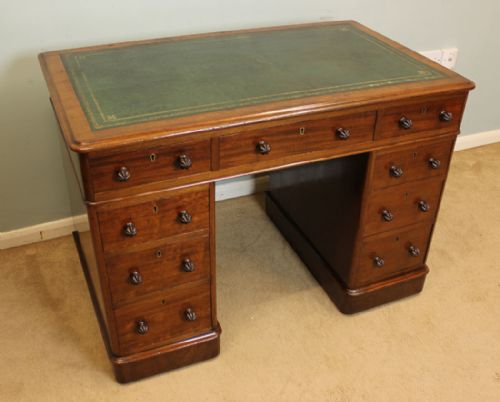 Antique Victorian Mahogany Knee Hole Pedestal Writing Desk