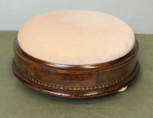 Antique Walnut Victorian Inlad Footstool