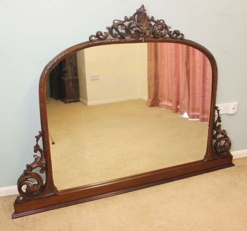 Antique Walnut Victorian Mirror, Overmantle Mirror,