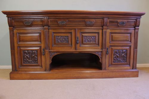Antique Victorian Walnut Sideboard Dresser Base