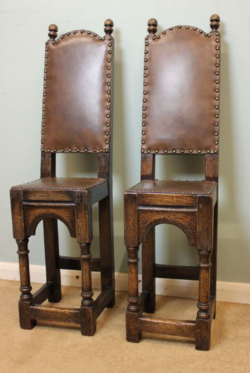 Antique 20th Century Pair Oak Correction Chairs,