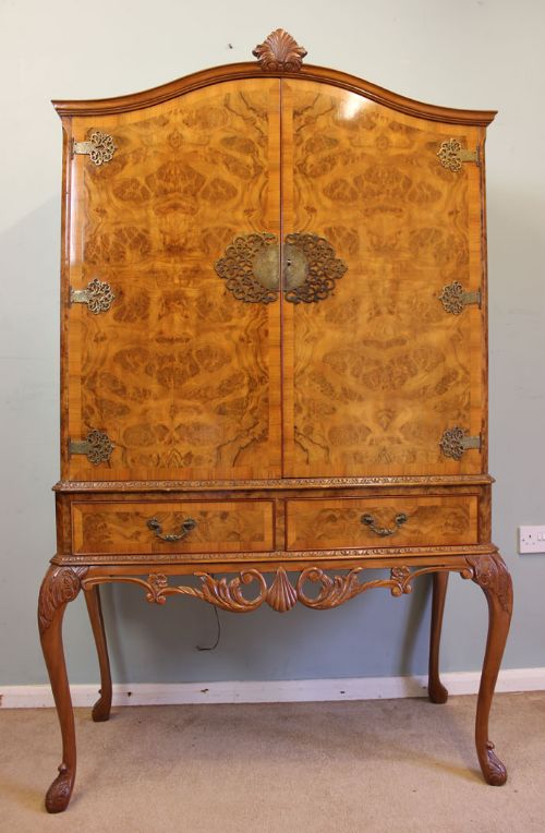 Antique Walnut Cocktail Drinks Cabinet