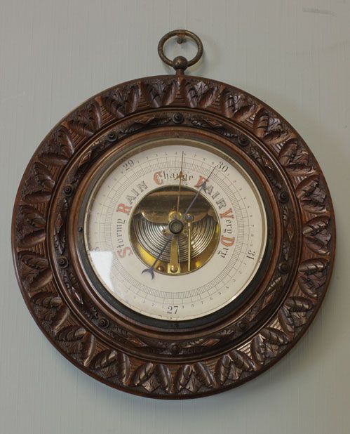 Antique Round Aneroid Barometer