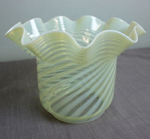 Antique Vaseline Glass Oil Lamp Shade, Globe.
