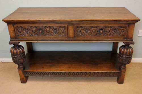 Antique Oak Side Table / Serving Table