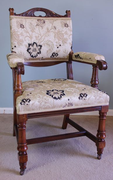 Antique Late Victorian Walnut Armchair,