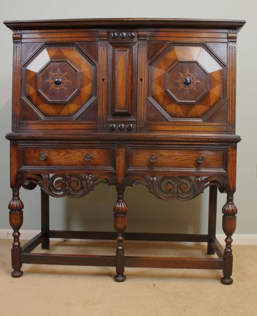 Antique Oak Cupboard on Stand
