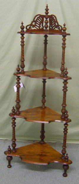 Antique Victorian Walnut Corner Whatnot