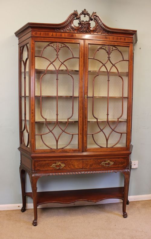 Quality Edwardian Antique Inlaid Display Cabinet