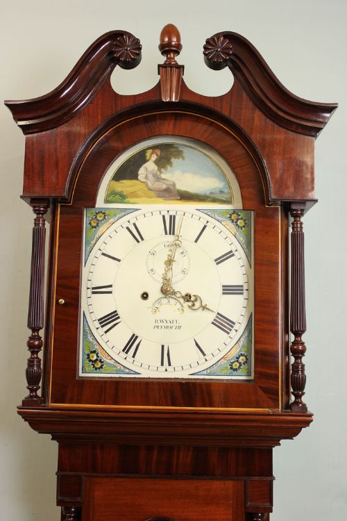 Antique Longcase Grandfather Clock Mahogany Case, Eight Day,