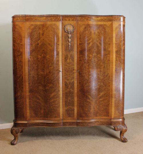 Antique Burr Walnut Side Cabinet / Bookcase.