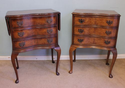 fig 1. Matched Pair Burr Walnut Bedside Tables