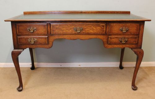 Antique Oak Writing Table / Kneehole Desk