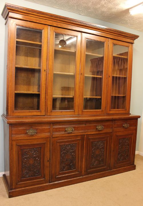 Antique Victorian Oak Cupboard Bookcase, Cabinet