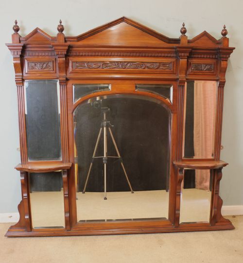 Antique Walnut Overmantle Mirror, Wall / Hall Mirror,