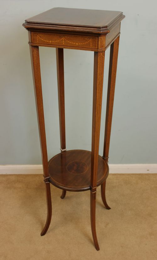 Edwardian Inlaid Mahogany Jardiniere Plant Stand