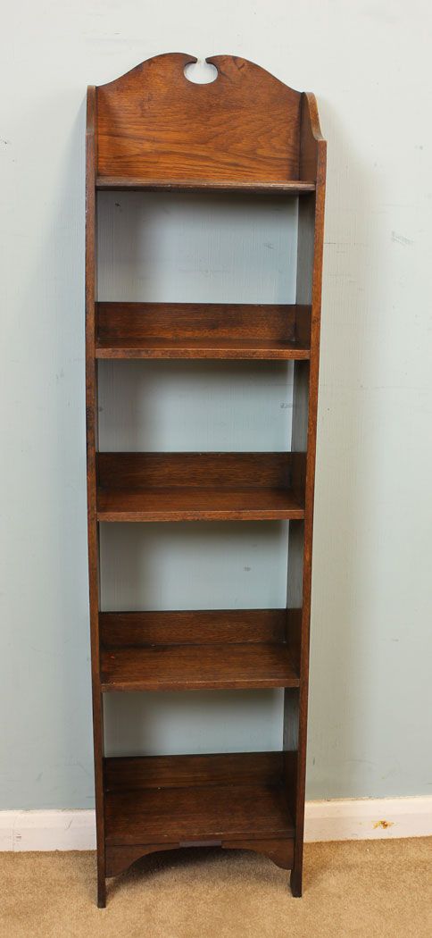 Antique Slim Oak Bookshelves