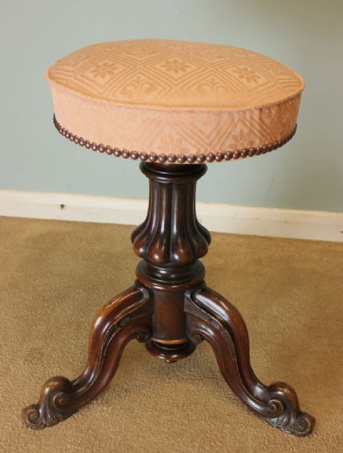 Victorian Adjustable Plano Stool / Dressing Table Stool