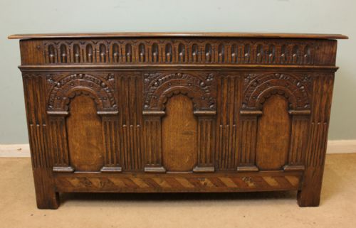 Carved Oak Coffer Blanket Chest
