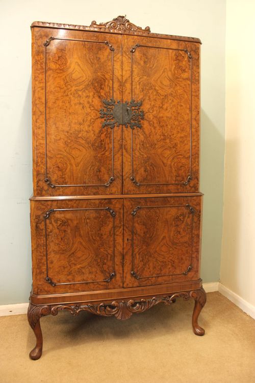 Burr Walnut Cocktail Drinks Cabinet