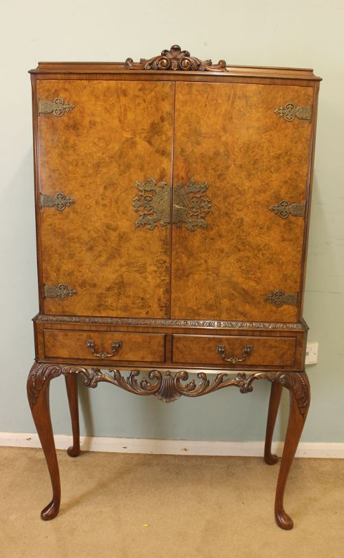 Antique Burr Walnut Drinks Cabinet