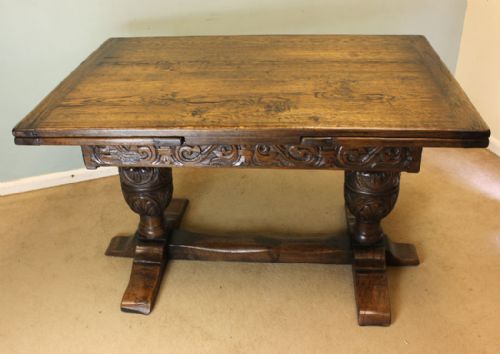 Antique Oak Draw Leaf Refectory Dining Table,