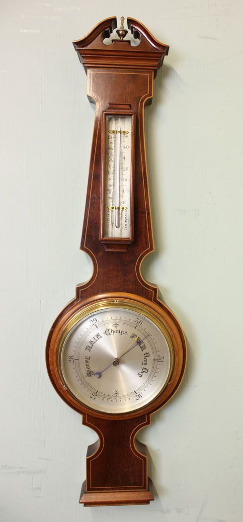 Mahogany Inlaid Aneroid Barometer