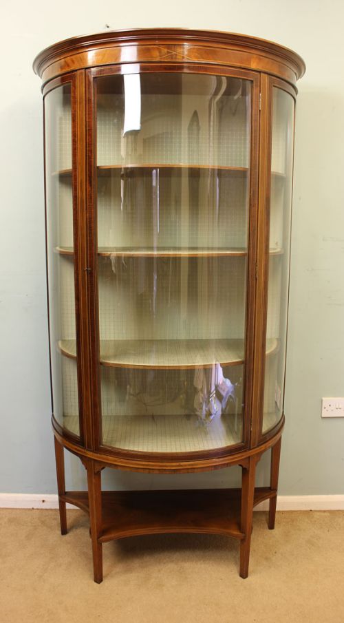 Edwardian Mahogany Inlaid Sheraton Style Display Cabinet