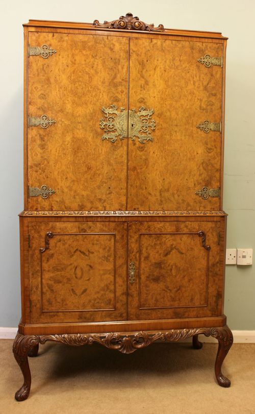 Burr Walnut Cocktail Drinks Cabinet